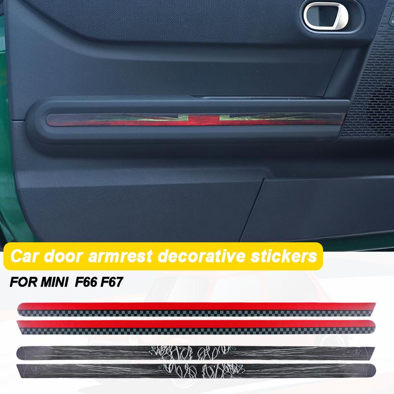 For Mini Cooper F66 F67 2024 2025 Car Door Armrest Decorative Leather Stickers Interior Protection Sticker Car Accessories