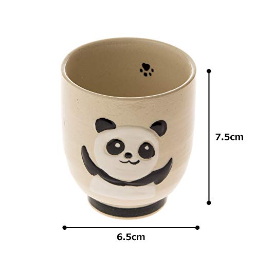 Hasami ware teacup, panda pattern, black, 70442