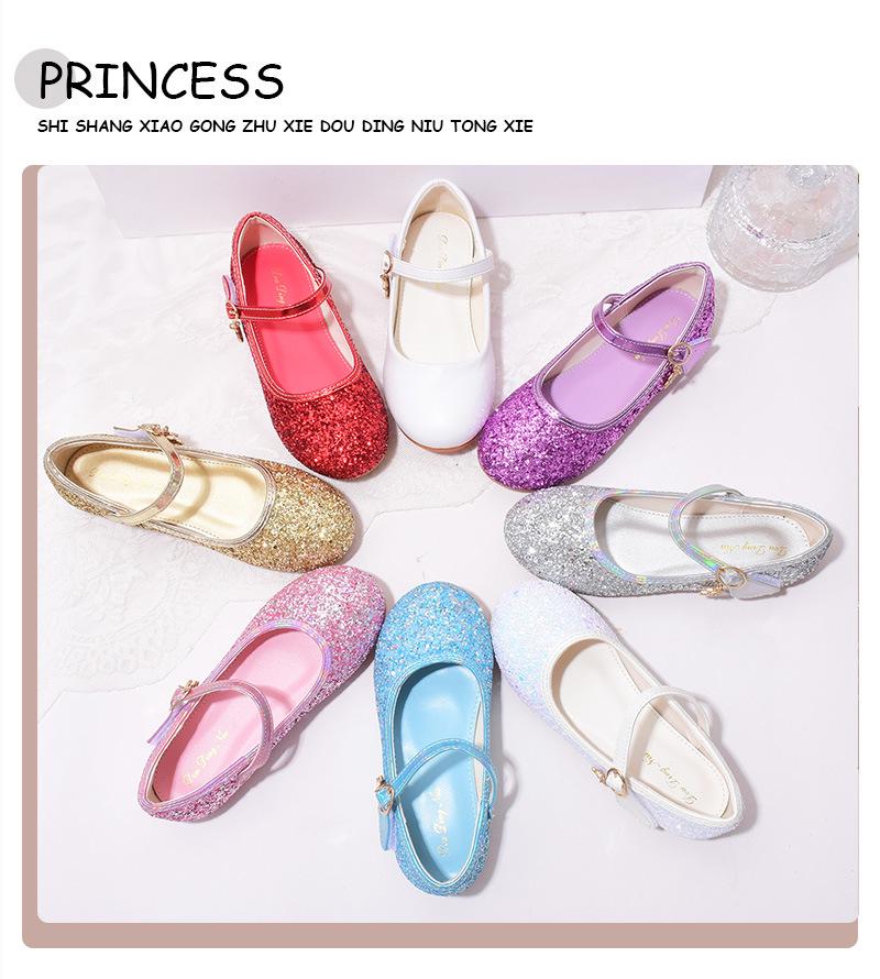 Girls' Leather Crystal Princess Shoes with Soft Soles for Performances and Special Occasions