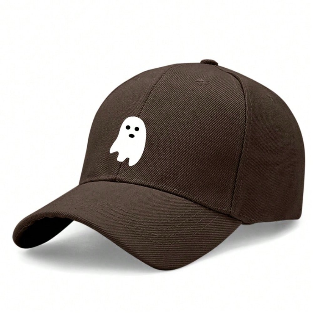 Ghost Print Baseball Cap - Unisex Adjustable Lightweight Hat With Soft Fabric Perfect For Casual Outings & Halloween Season Polyester