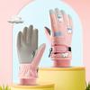 1 Pair Winter Ski Gloves with Fastener Tape Water-Resistant Windproof Fleece Lining Thermal Touchscreen Gloves for Kids