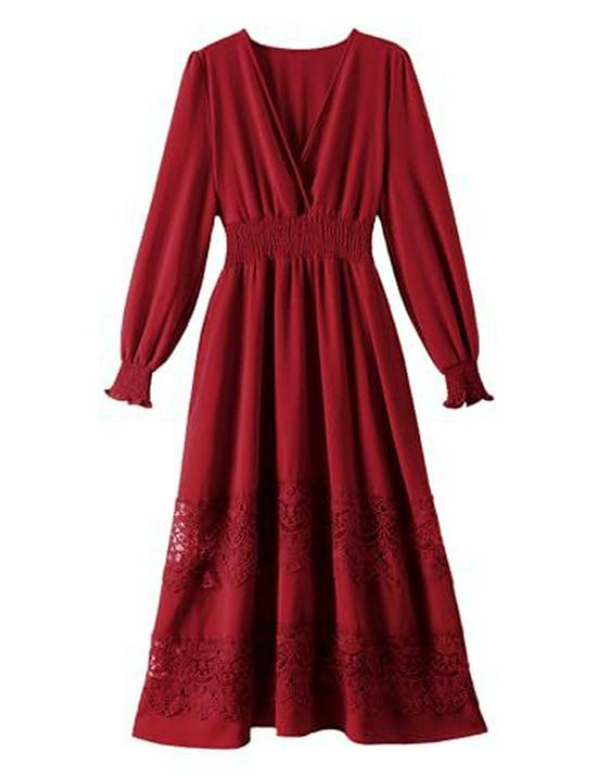 Elegant French Fashion V-Neck Lace Dress: Sexy, Waist-Cinching, Slim-Fit, Ruffled Long Skirt
