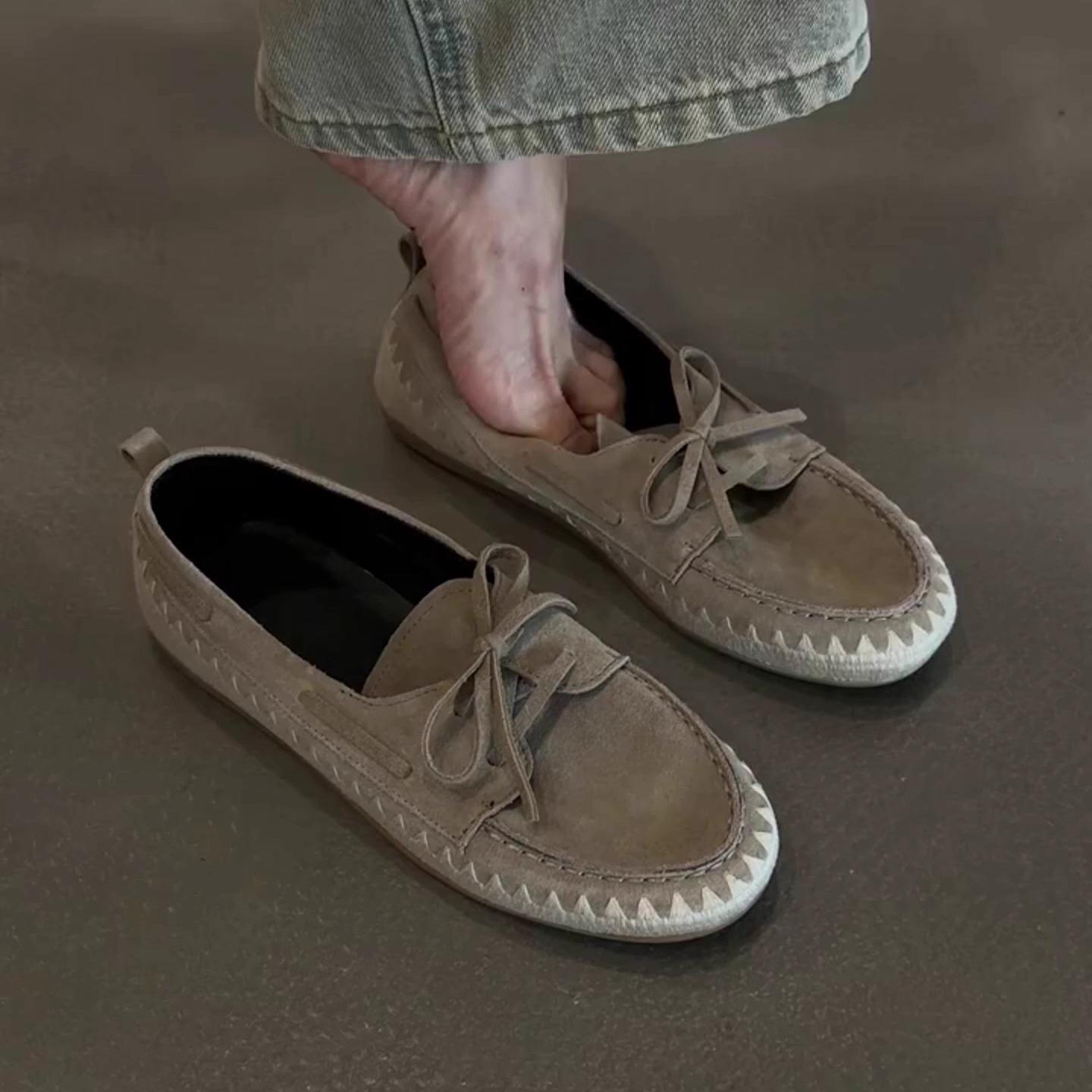 

Натуральная овчина~ Французский ретро темперамент простые, модные и удобные женские туфли на плоской подошве с круглым носком с неглубоким вырезом универсальные fi 35