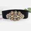 Flower Women Waistband Wide Rhinestone Waist Belt Fashion Elastic Cummerbunds  Sweater