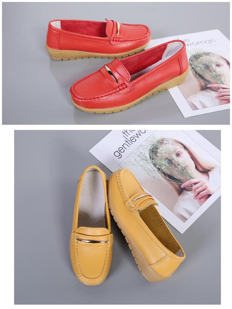 2025 Women's Genuine Leather Cowhide Wedge Heel Shoes - Soft Sole for Middle-Aged & Elderly Moms