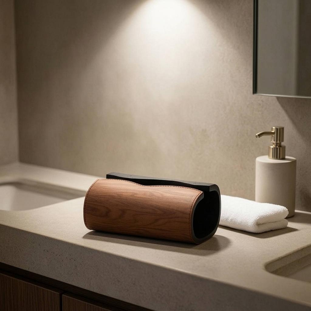 Tissue Box Cover Cylindrical Tissue Box with Wood Grain Versatile Minimalist for Homeowners, Dining Room, Bathroom