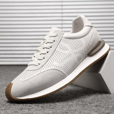Tendenza Moda Nuove Scarpe da Corsa Traspiranti Bianche in Vera Pelle da Uomo Scarpe Basse Casual Maschili Sneakers Sportive da Passeggio Zapatos Hombre