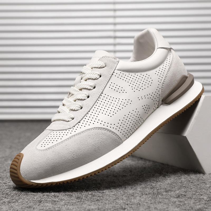 

Fashion Trend New Men s Designer White Genuine Leather Breathable Running Shoes Male Causal Flats Sports Walking Sneakers Zapatos Hombre 38