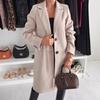 2024 Bestseller Women's Single-Breasted Wool Coat - Autumn/Winter Collection, Simple Long Sleeve, Solid Color
