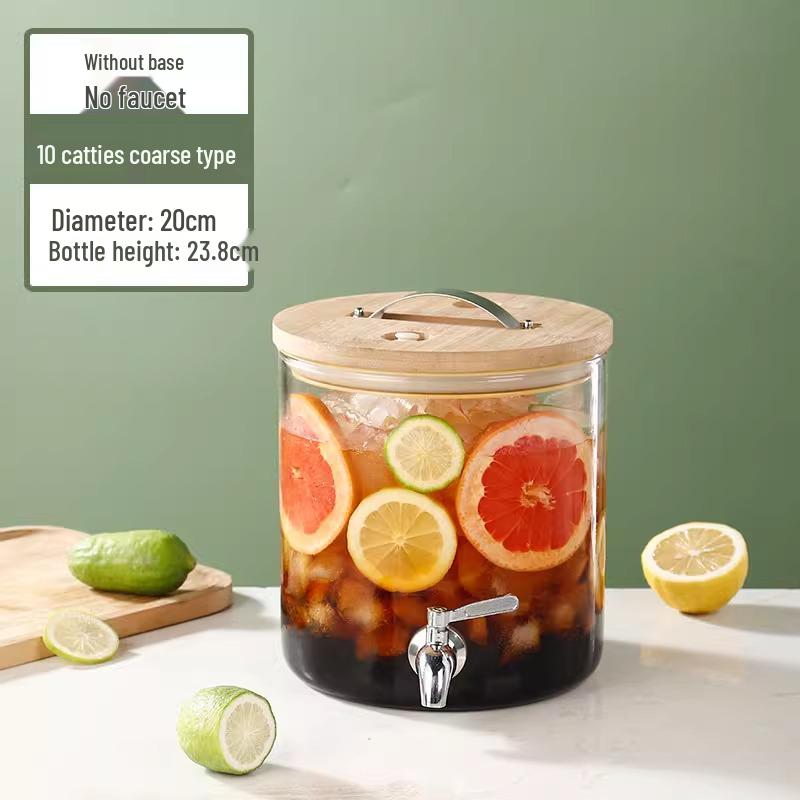 Glass Beverage Dispenser: High-Temperature Resistant Lemonade, Tea, and Juice Container