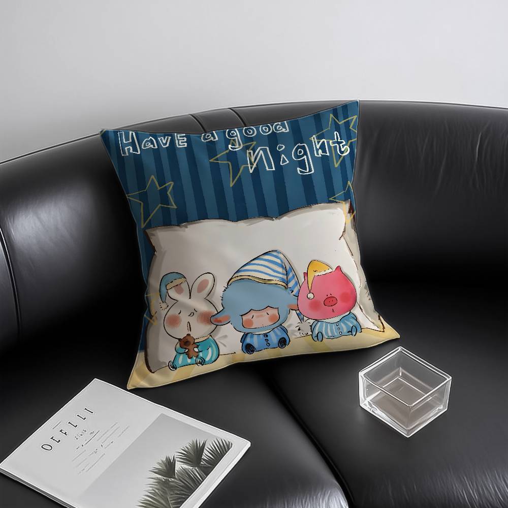 Theme-G-have a good good night-Relax Pillow Case Anti-dustmite Invisible zipper Sofa Bed 12x12Inch