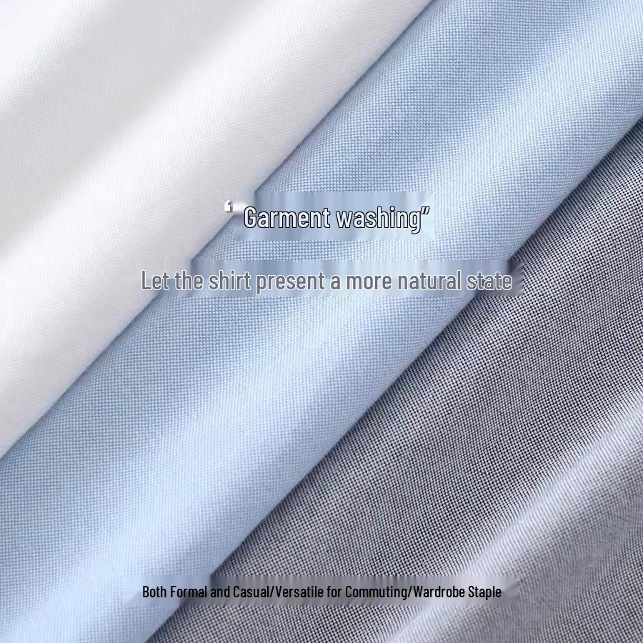 Men's Cotton Oxford Long Sleeve Shirt - Solid Color for Business Casual