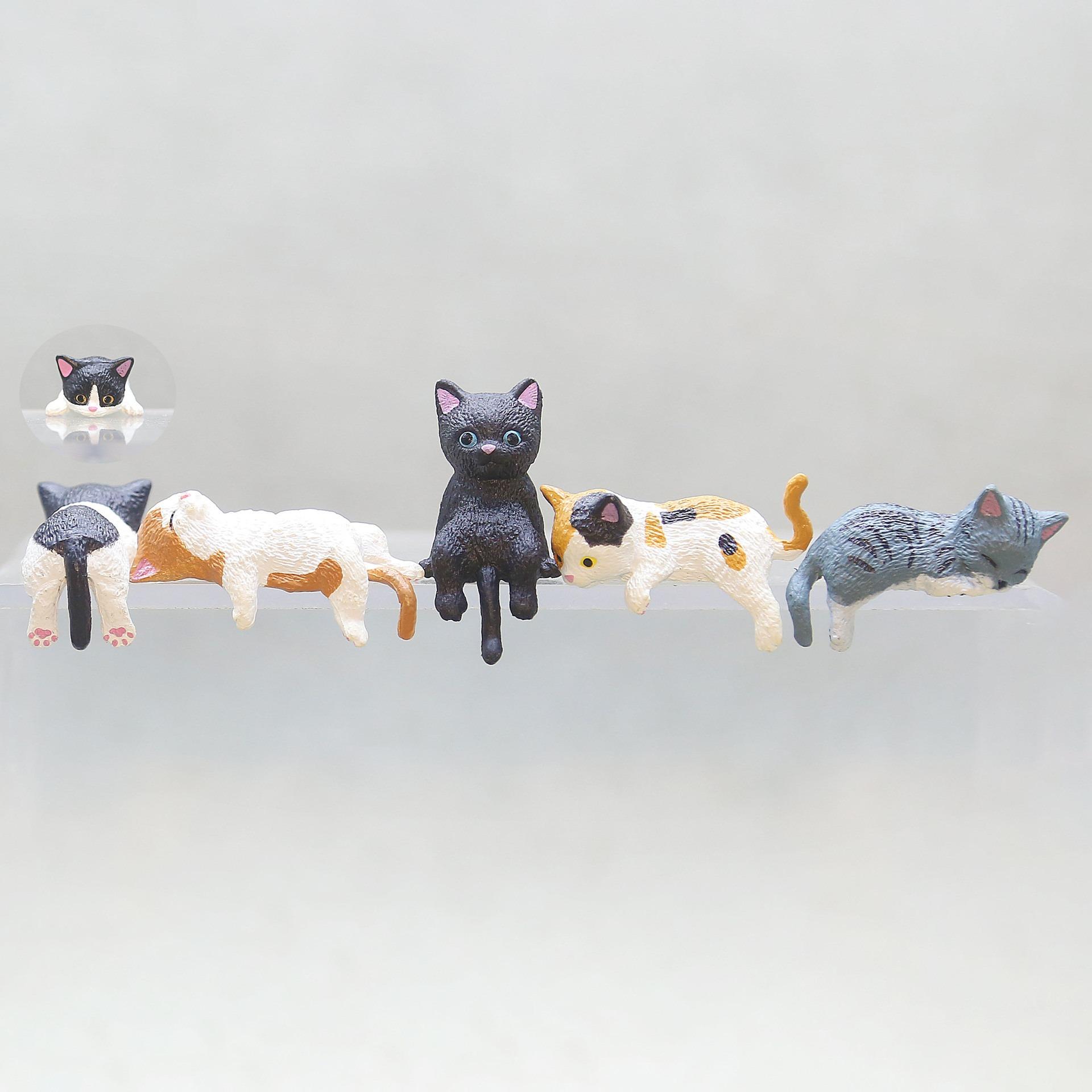 

5Pcs Cute Cat Figurines PVC Figure for Cup Lid/Laptop/Car Decorations A