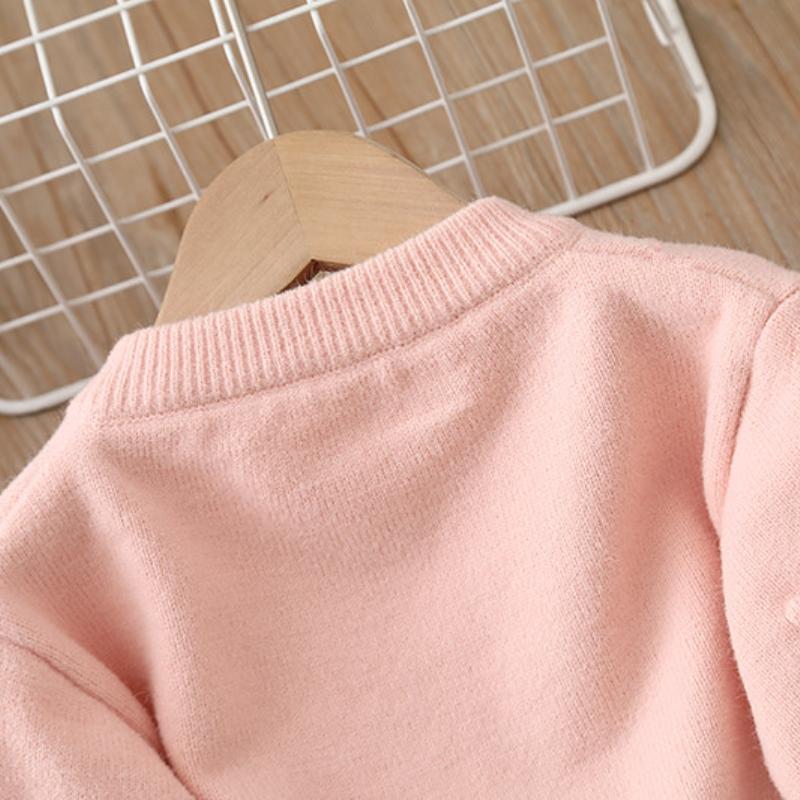 Girls Sweater Cardigan Knitted Children's Jacket Autumn and Winter Flower Girl Baby Long Sleeve Tops Sweaters