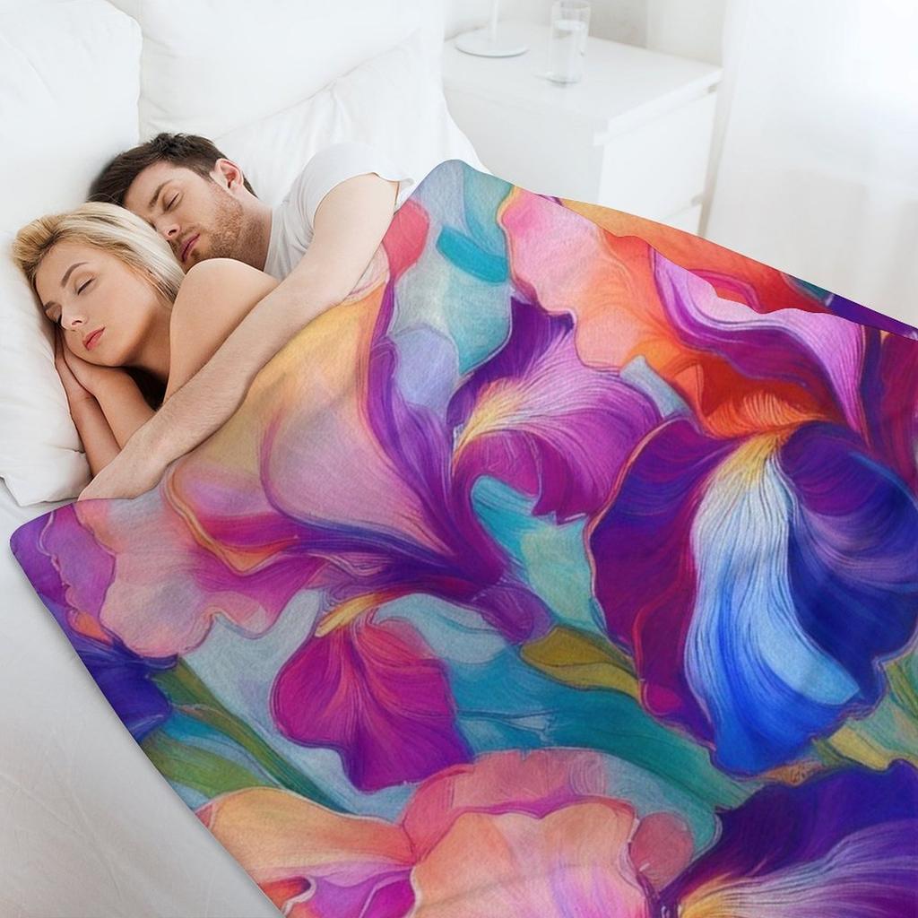 Iris Celebration Throw Blanket Decorative Beds Soft Plaid Luxury Beach Blankets