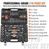 Tap and Die Set, 116-Piece Include Metric and SAE Size, Bearing Steel Taps and Dies, Essential Threading Tool for Cutting External Internal Threads,