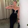 Women's Summer Temperament V-neck Mid-length Dress Slim-fit Bag Hip Strap Dress