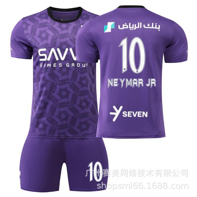 

2425 Riyadh New Moon Two Passenger Saudi Arabia League Match No. 10 Neymar Football Jersey Set Adult Children Purple 18#