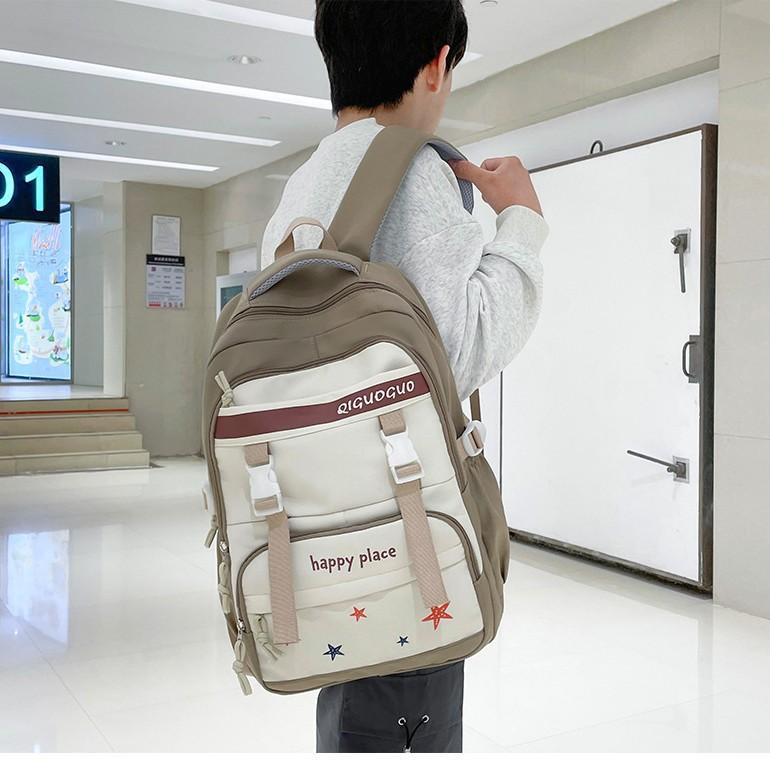 Large Capacity, High Value, Simple Color Contrast, Versatile Schoolbag, Junior High School Student, High School Student, College Student