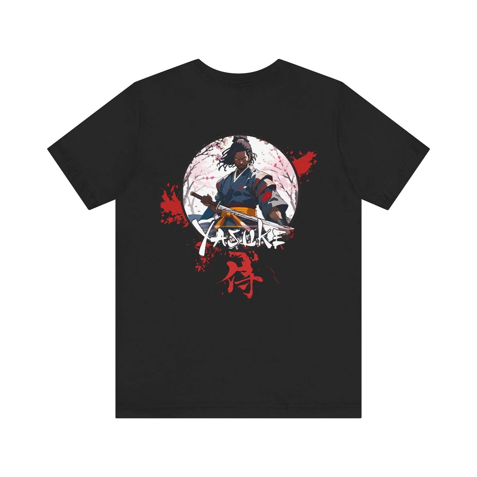 

Gym Anime Shirt Two Side Unisex Tee Yasuke Shirt Black Samurai Shirt Anime Gift XL