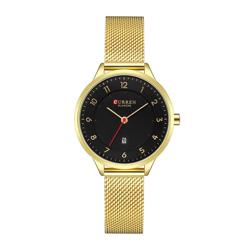 CURREN New Top Women's Watch Quartz Watches Fashion Simplicity Dial Metal Network with Casual Women's Watch