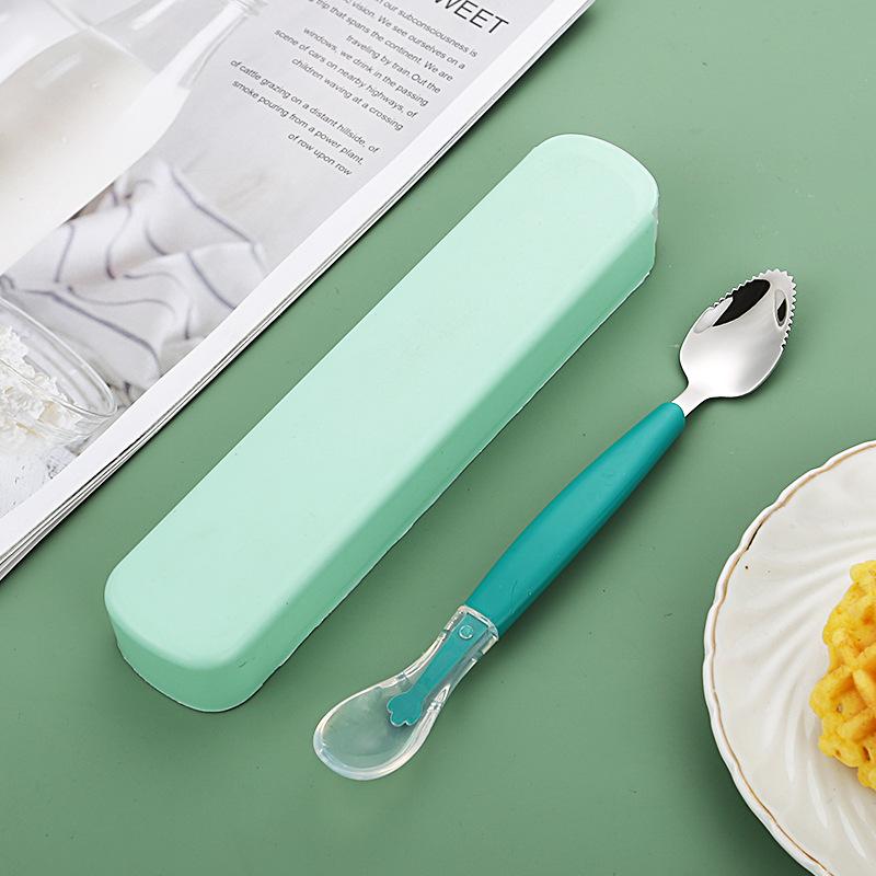 Stainless Steel Baby Feeding Spoons Silicone Heads Gentle on Gums Suitable for Everyday Use