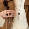 Long Horse Pendant Necklace Silver Plated Y Neck Chain Vintage Enamel Pendant Necklace  for Women