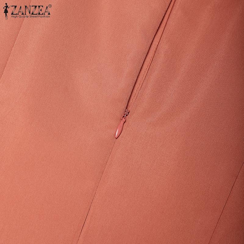 ZANZEA Women Casual Round Neck Summer Short Sleeve Dress