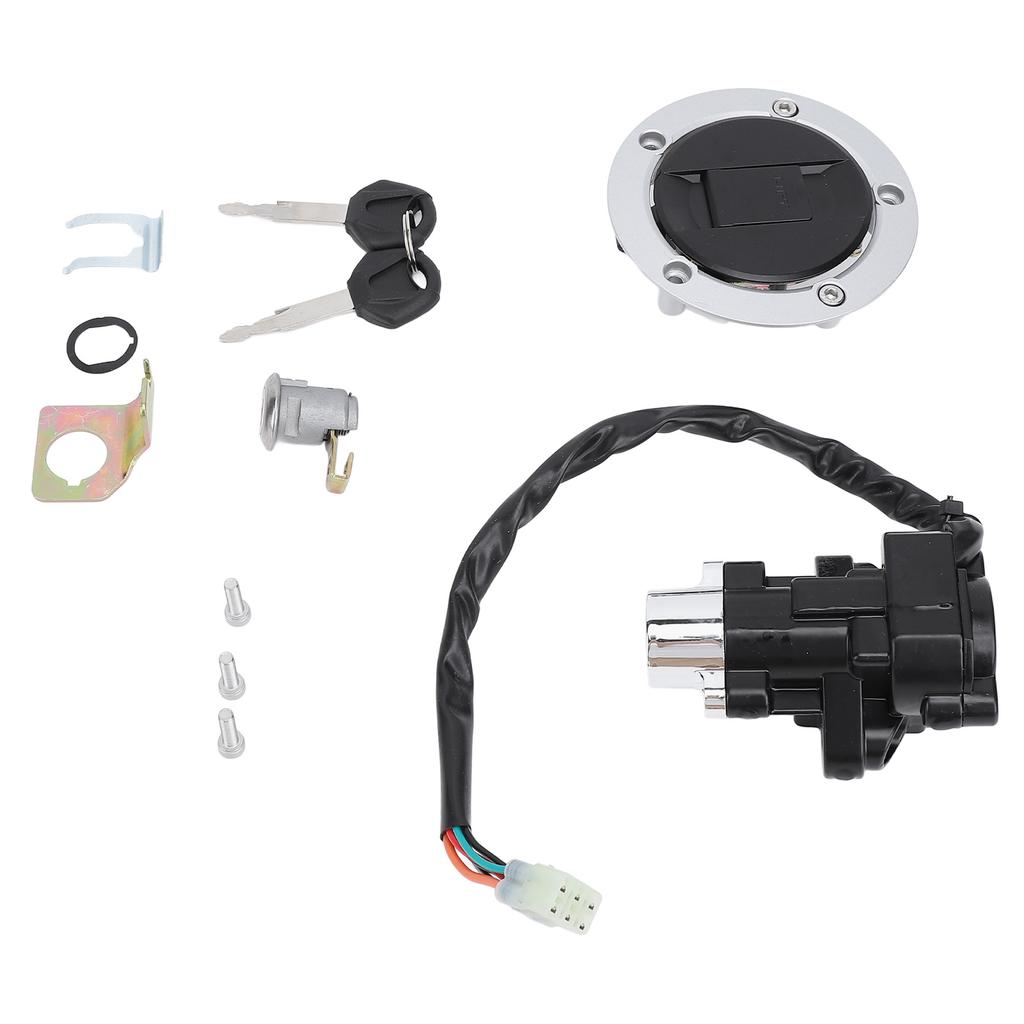 Motorcycle Ignition Switch Gas Cap Cover Seat Key Lock Set Replacement for Suzuki R600 R750 R1000 GSF650
