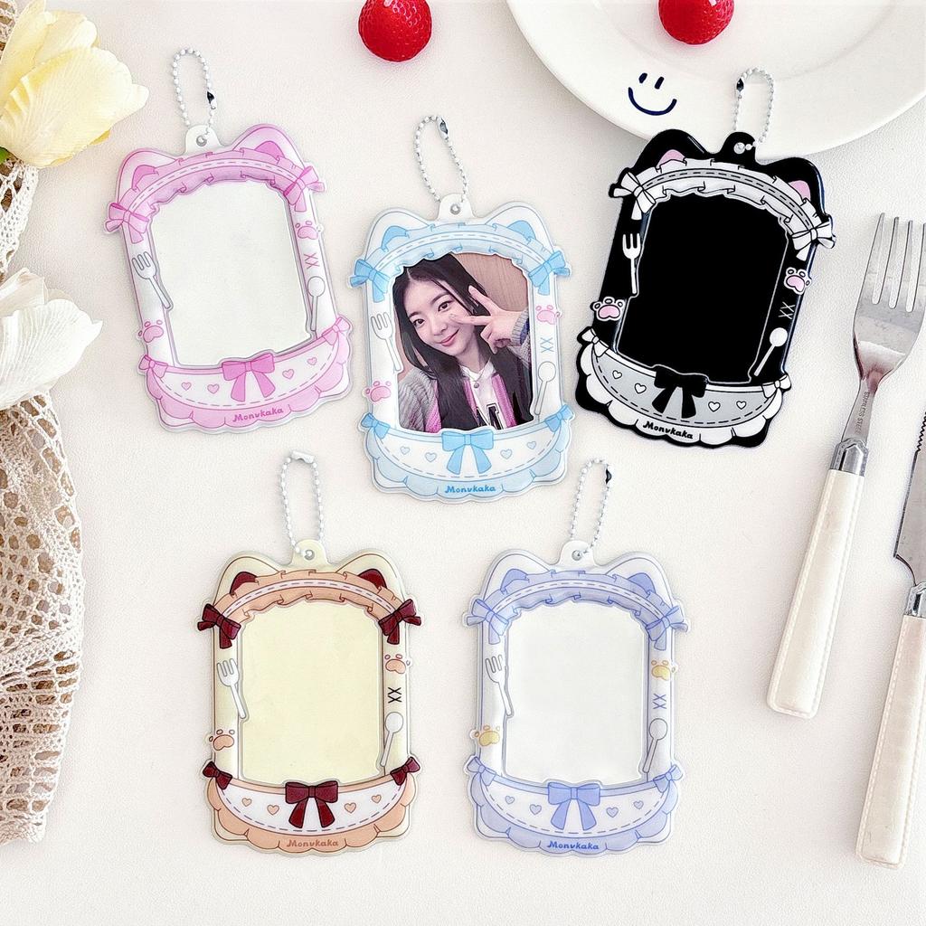 Cute Kitten Photocard Holder Keychain Photo Card Holders 2.1x2.7 Inch ID Badge Holder Bus Card Credit ID Bank Card Holder