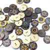 100Pcs Bohemian Style Retro Pattern Round Shape Wooden Buttons Clothing Decor
