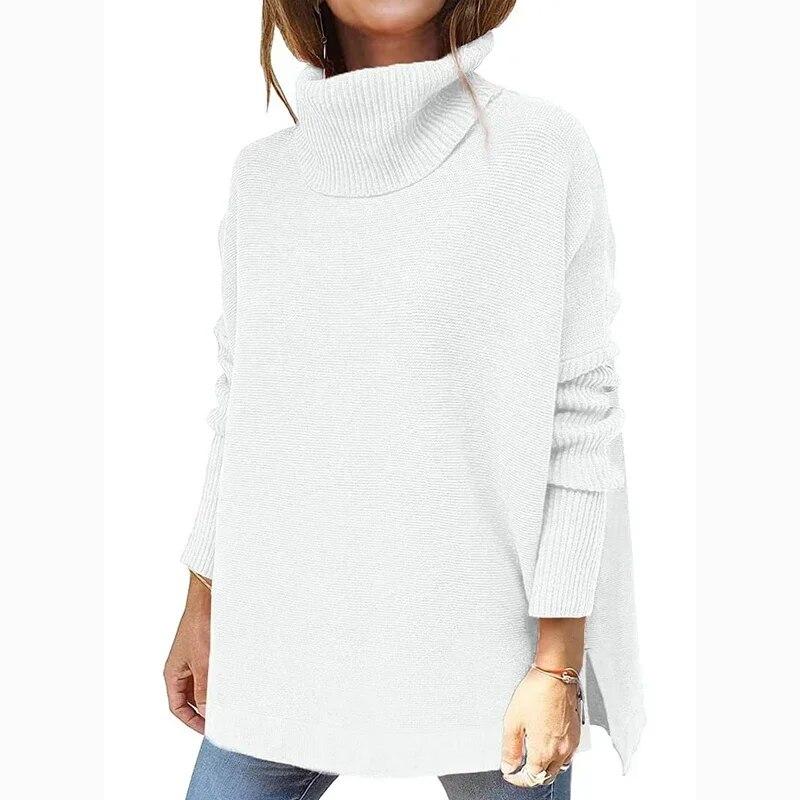 Autumn Winter Thick Simple Knitted Pullovers Sweaters Turtleneck Long Sleeve Women Sweater Casual Loose Jumpers Woman Tops 29569