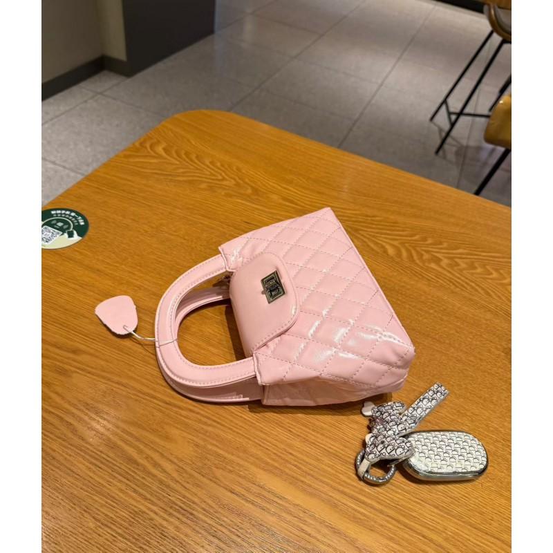 Borsa a tracolla da donna con tracolla a catenella, design trapuntato, pelle PU, portatile, a spalla, per uso quotidiano