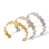 French Vintage Pleated Gold Bead Open Bangle, High-end Stainless Steel Gold-plated Bracelet, Titanium Steel Hand Jewelry