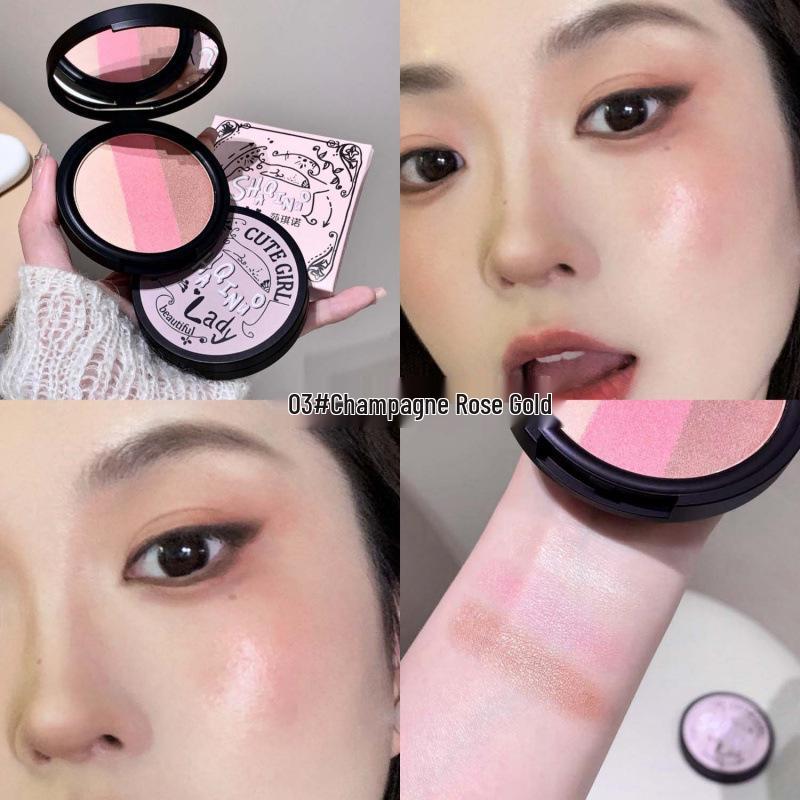 

Shaqinuo Three-Color 3D Contour & Blush Palette - Earth-Toned Matte Nose Shadow