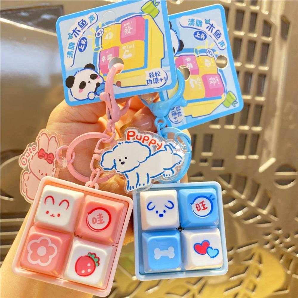 Luminous Wooden Fish Keyboard Keychain Electronic Fingertip Button Key Ring  Finger Toys