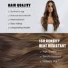 Long Brown Ombre Synthetic HairTypeWigs for Women Hair Wavy Middle Part Female Cosplay Party Daily UseHeat Resistant