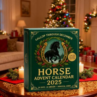 Yousheng Horse Advent Calendar 2025 24 Days Christmas Countdown Calendar with 24 2D/3D Horse Ornaments Holiday Gift for Horse Lovers Collectors
