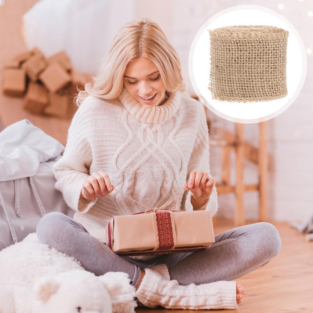 2M Jute Burlap Ribbon Roll Natural Color For Christmas Wedding Decoration Craft Diy Eco Friendly Fabric Strip Handicraft Sewing