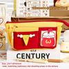 Cartoon Bear Retro Burger Color Blocked Pencil Bag Multi Functional Cute High Beauty Large Capacity Stationery Box Pencil Bag