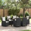 VidaXL 7-Piece Garden Dining Set In Black Poly Rattan 3380943