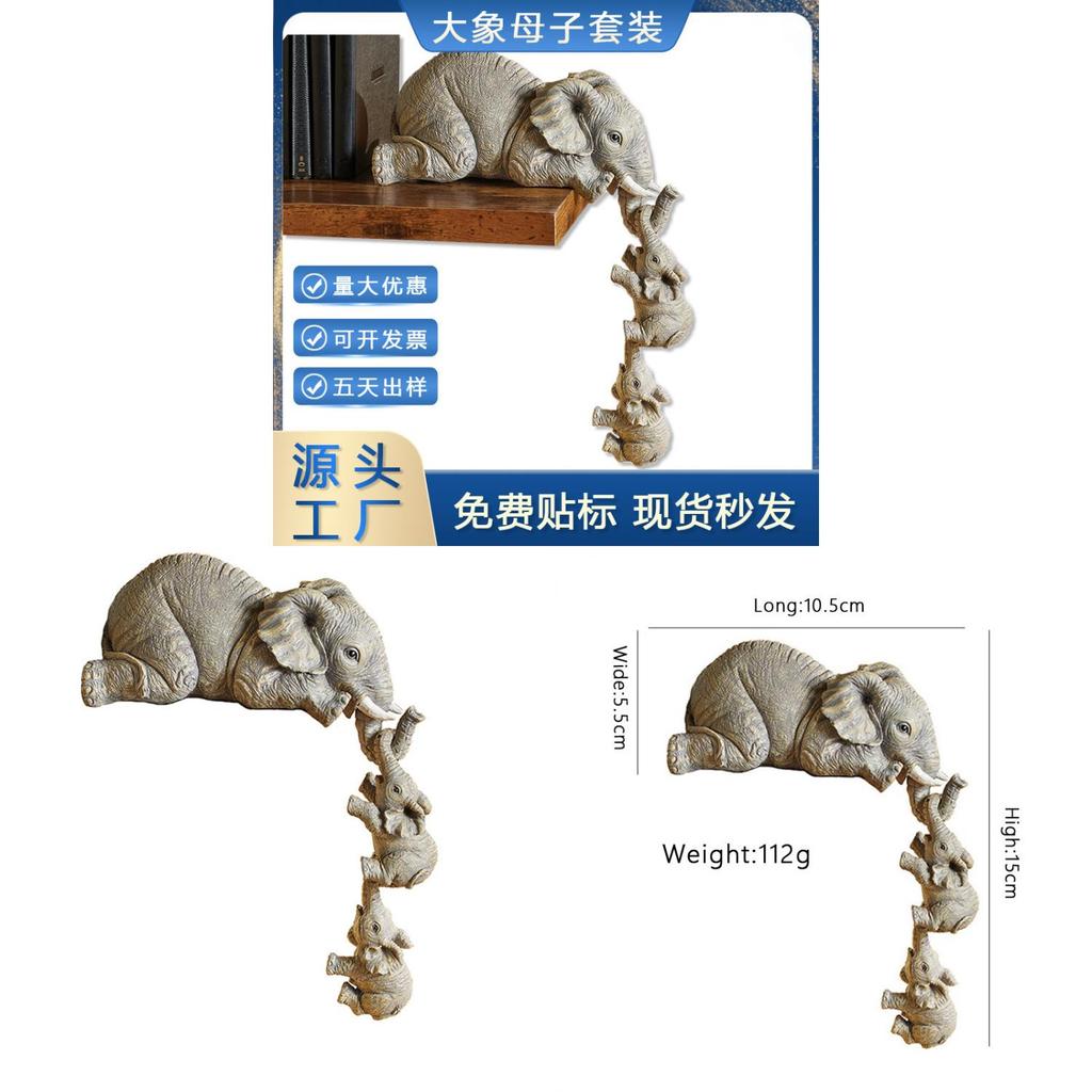 Elephant Resin Figurine Set With Creative Design For Home Decor And Giftgiving