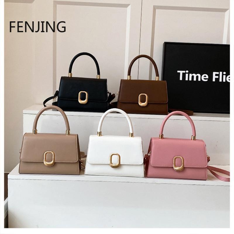 Simple Handle Handbags Small Square Bags 2025 Summer New Fashion Shoulder Bags for Women Pink Day Crossbody Bags Leather Purse
