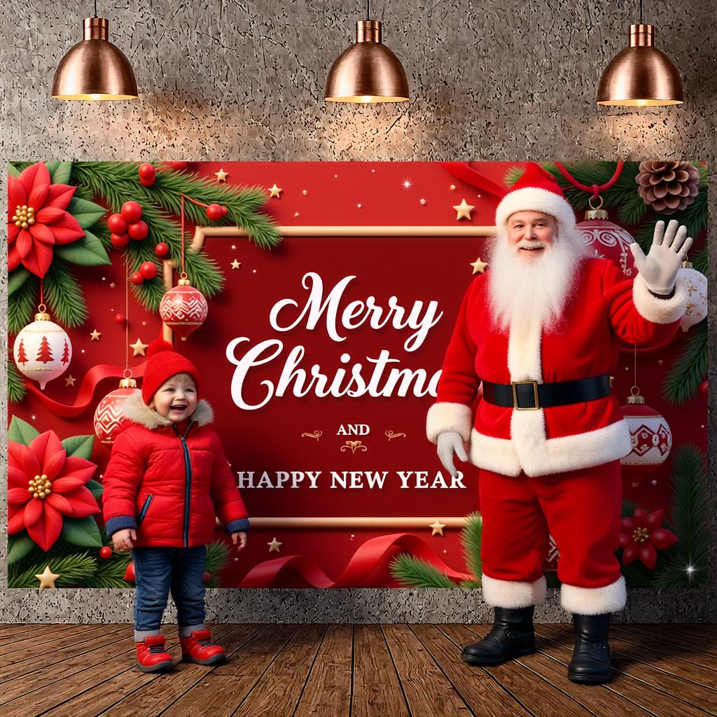 Celebration Display Ribbon Accents New Year Display Yuletide Backdrop Holiday Decorative Christmas Banner For Festive Party Home