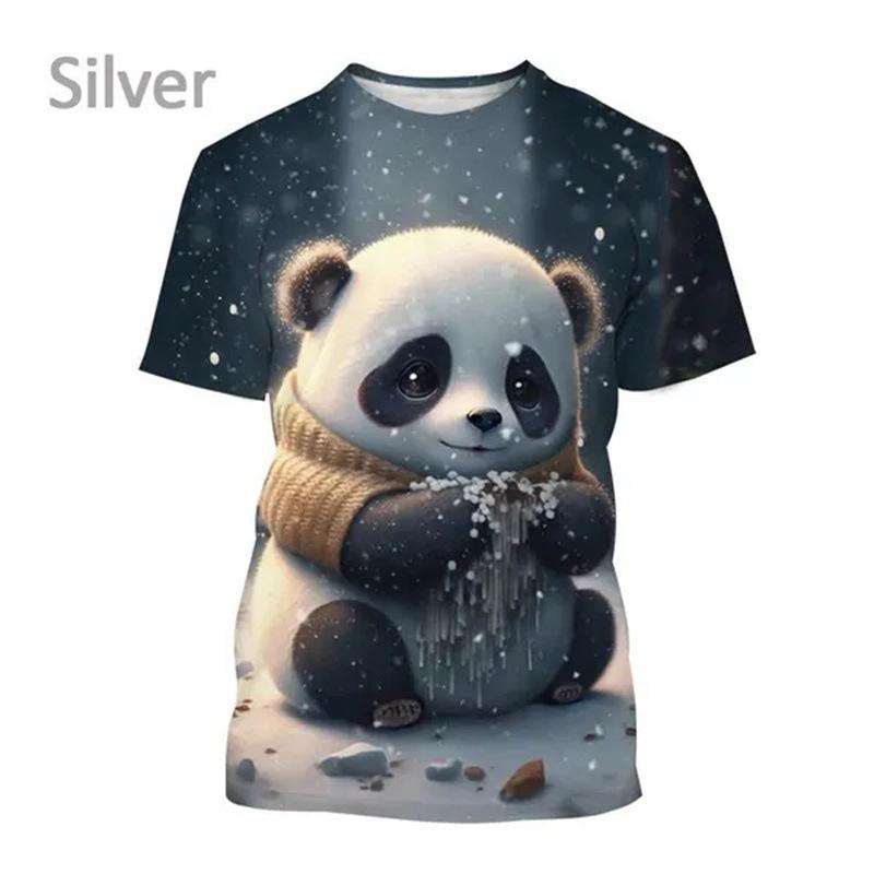 Summer Cute Panda 3D Printed Casual Short Sleeve T-Shirts Women’s