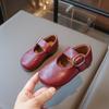 Autumn Little Girl Leather Shoes Shallow Retro New Kids Flat Shoes Causal Simple Children Ballet Shoes for Wedding Party