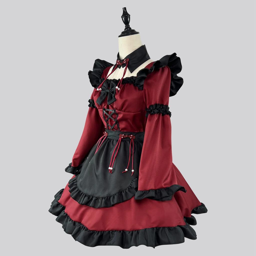 Gotické šaty Lolita pro služebnou Malý ďábel Anime Cosplay kostým Červené šaty pro dívku pro služebnou Trendy pro dívky Kostýmy pro služebnou S -5XL