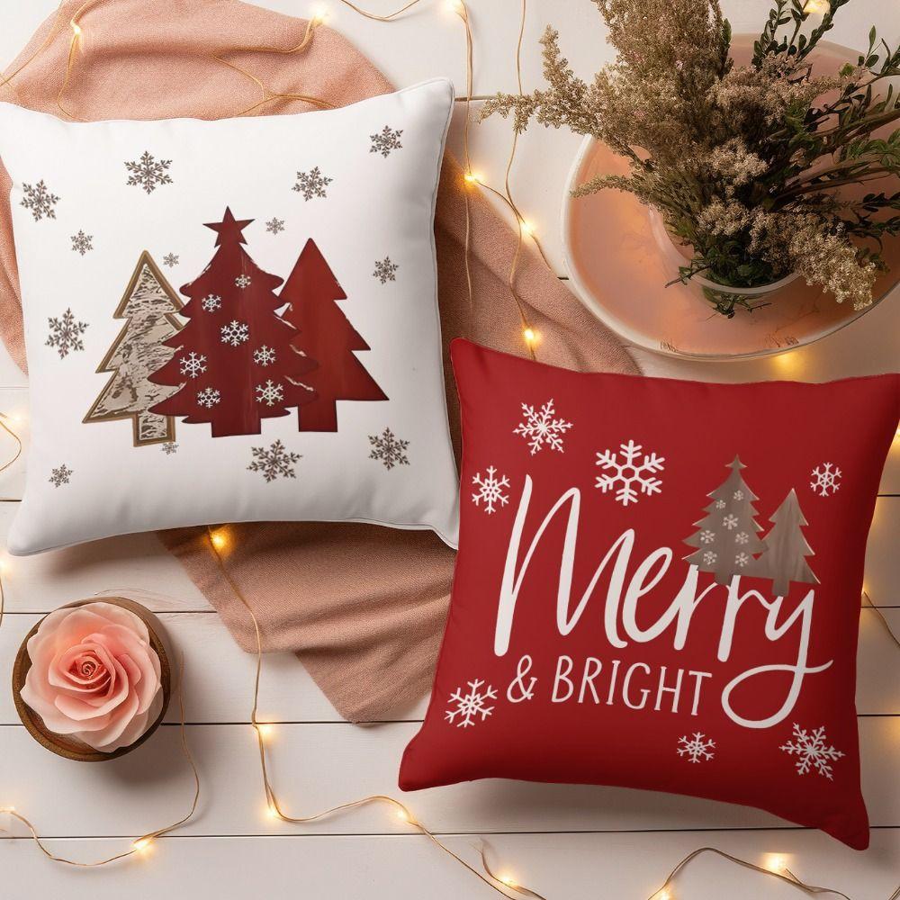 Christmas Tree Pattern Christmas Pillow Cover Breathable Comfortable Christmas Tree Pillow Cover Home Textile Cushion Pillowcase