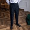 Men Suit Pants Zipper Closure Adjustable Waist Straight Leg Slacks English Style Solid Color Loose Formal Business Style Office Wear Trousers