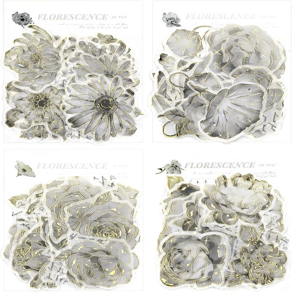 

Black Stickers PET Transparent Stickers Decorative Stickers Gold Foil Sticker DIY